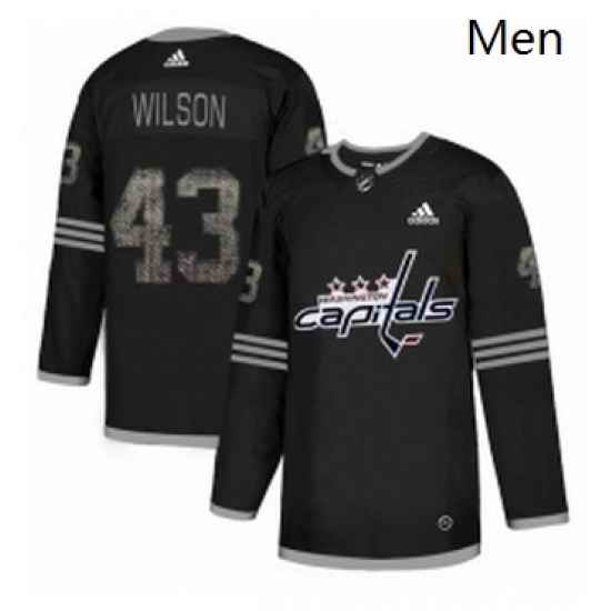 Mens Adidas Washington Capitals 43 Tom Wilson Black 1 Authentic Classic Stitched NHL Jersey